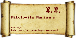Mikolovits Marianna névjegykártya